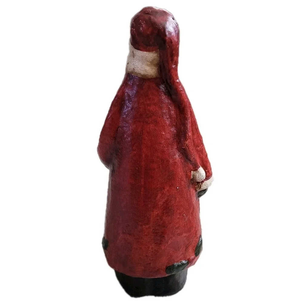 Vintage Old World Primitive Santa Claus Figurine Hand Painted Composition Figure